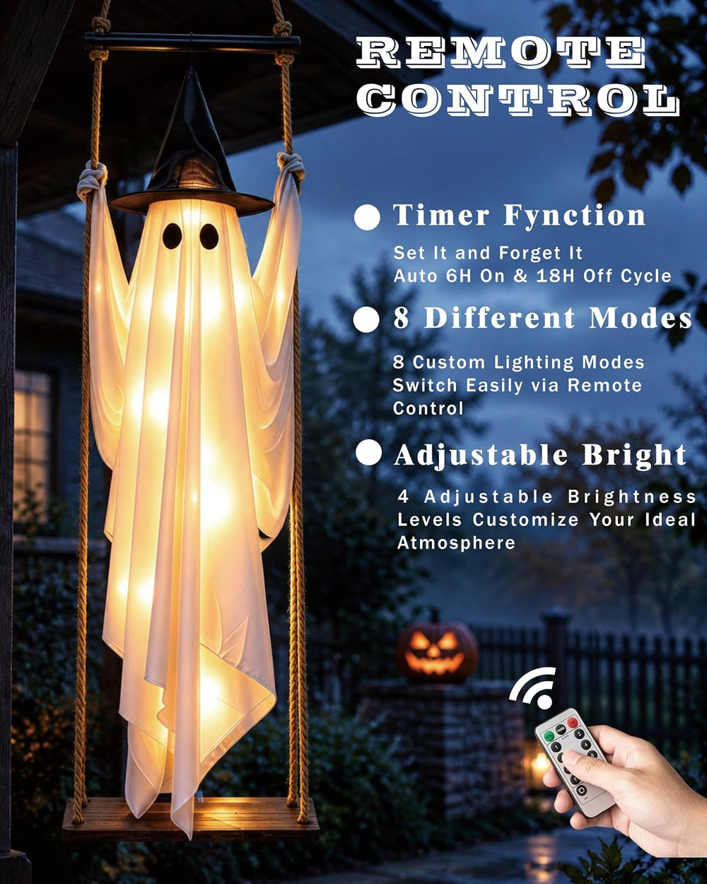 5.2FT Large Halloween Hanging Swing Ghost Decorations Outdoor Pre-Assembled