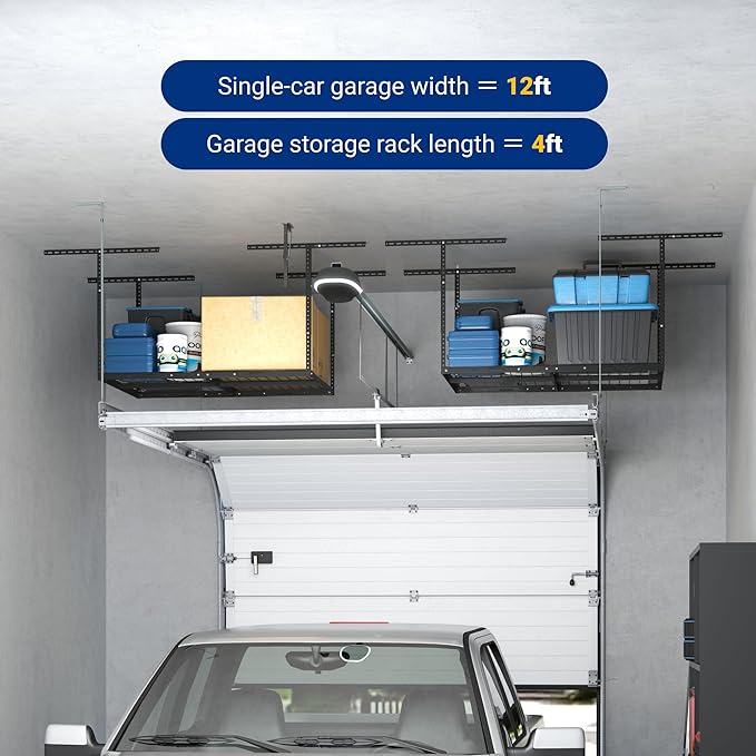 FLEXIMOUNTS 3x4FT Garage Storage Rack Overhead, Adjustable Ceiling Storage Racks