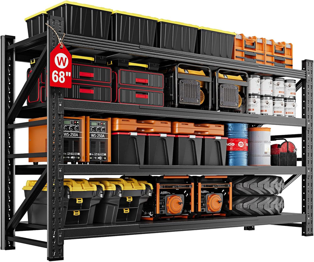 MIIIKO 68" W Garage Storage Shelving Unit,8000LBS Heavy Duty Metal Garag...