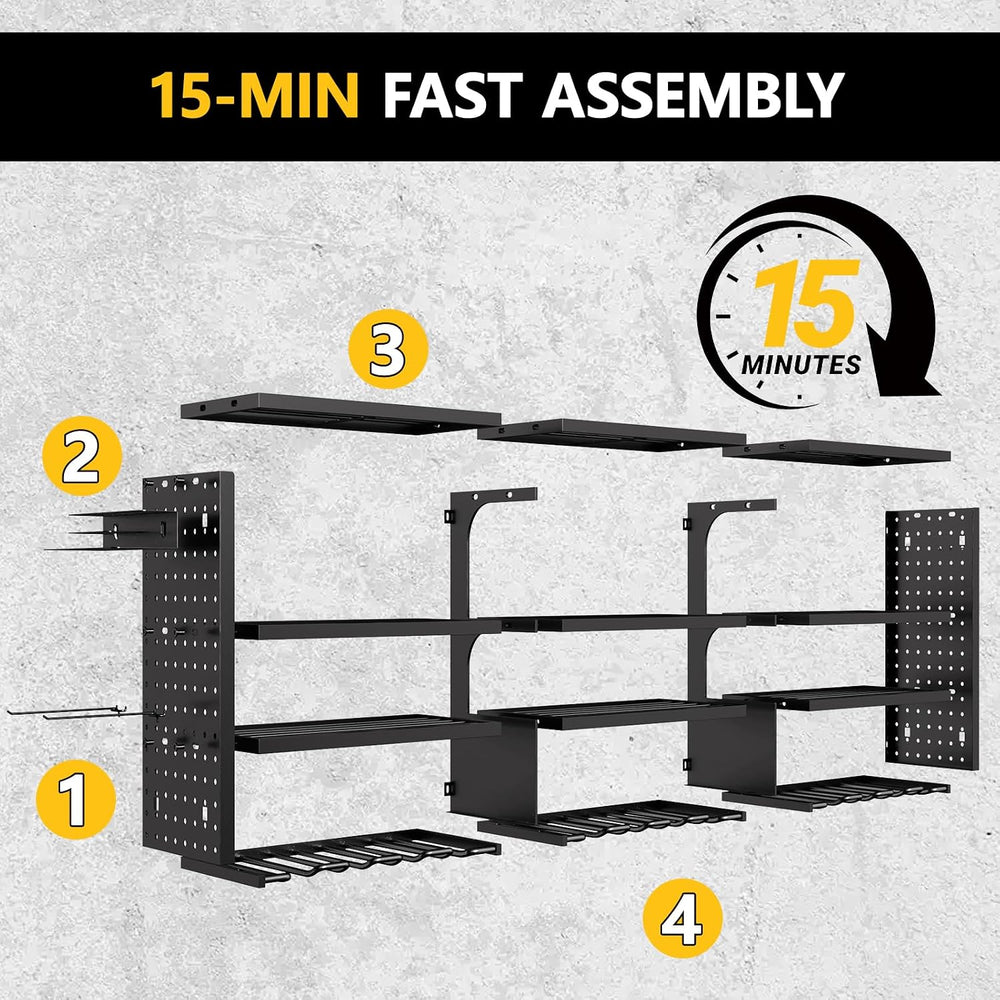 49" W Large Power Tool Organizer Wall Mount, 4 Layer Heavy Duty Metal To...