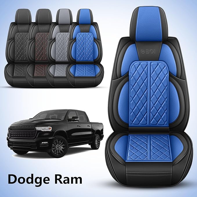Car Seat Cover Custom Fit for Dodge Ram 1500 2500 3500 2002-2024 Faux Leather
