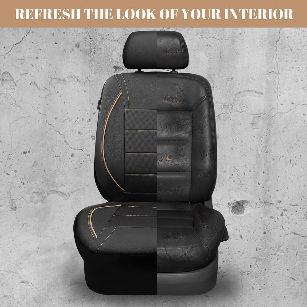 CAR PASS Universal FIT Piping Leather Two Front Seat Covers, Waterproof Faux ...