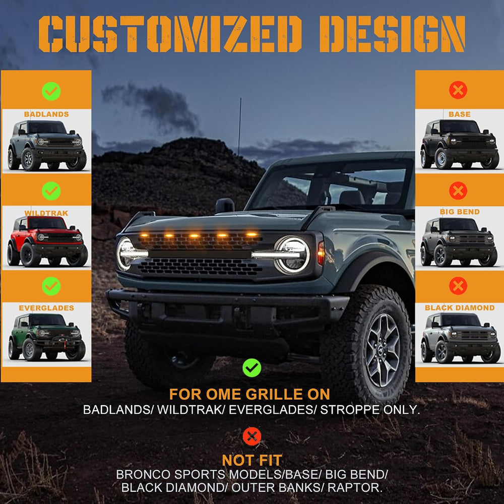 Seven Sparta 5 Pcs LED Front Grill Lights for Ford Bronco 2/4 Door