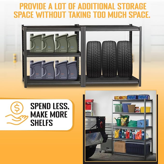 Rigma 5 Tier Garage Shelf, Heavy Duty Steel Shelving Unit, Adjustable Metal