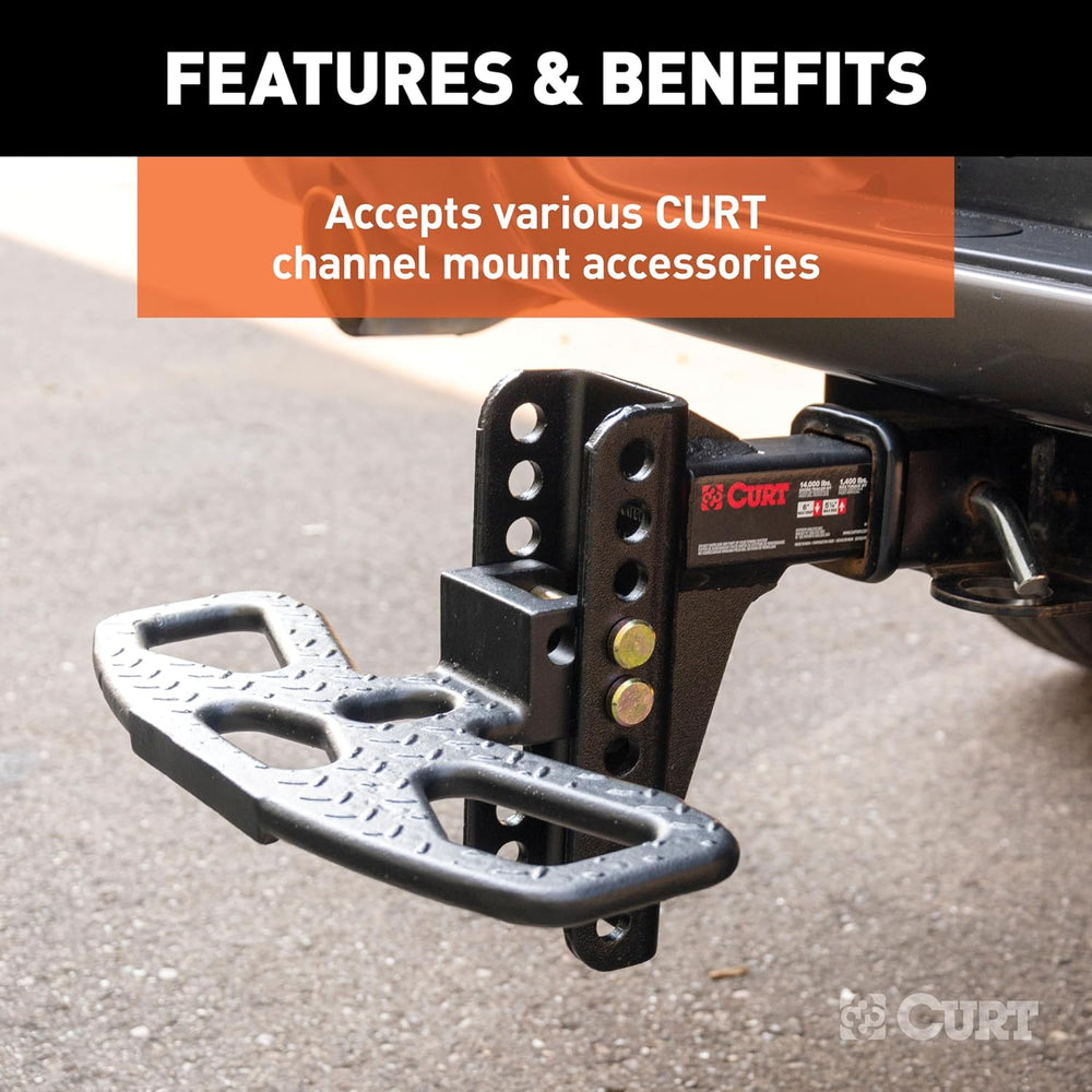 CURT 45907 Adjustable Ball and Pintle Channel Mount, 2" Shank, 13,000 lb
