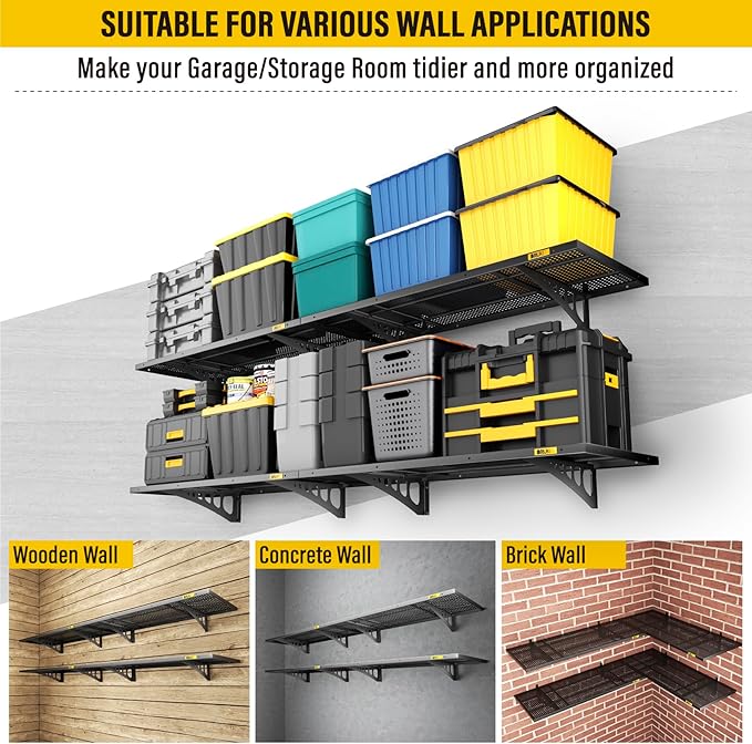 4Pack 1.64x4ft Adjustable Metal Garage Wall Shelving Heavy Duty Garage Storage