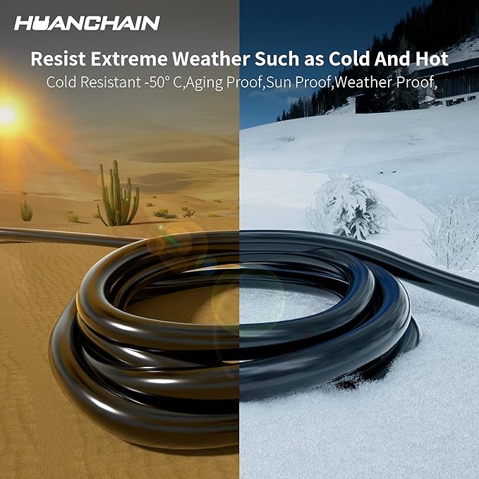 HUANCHAIN Black Outdoor Extension Cord 100 FT Waterproof, Flexible 16/3 Gauge