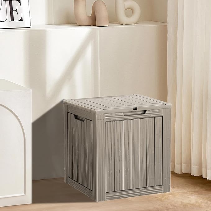 35 Gallon Resin Deck Box, Waterproof Outdoor Storage Bin
