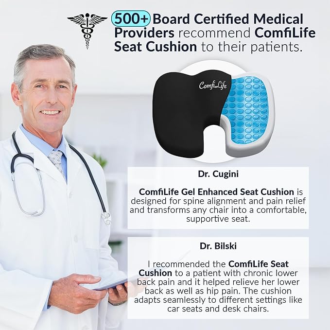 ComfiLife Premium Gel & Memory Foam Seat Cushion – Doctor Recommended Office