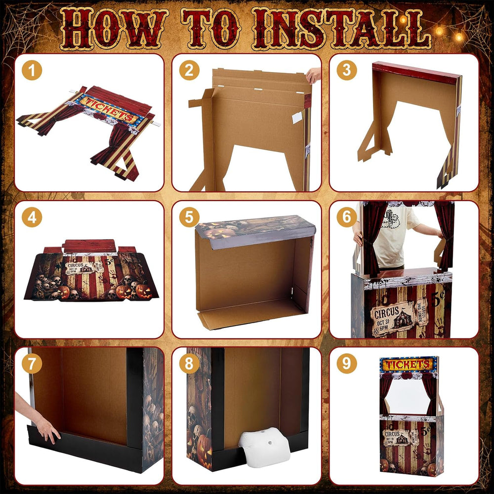 Circus Halloween Decorations Creepy Clown Carnival Ticket Booth Photo Prop