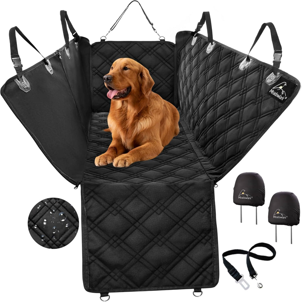 Meadowlark Dog Car Seat Cover, Heavy Duty Hammock, XL, Black