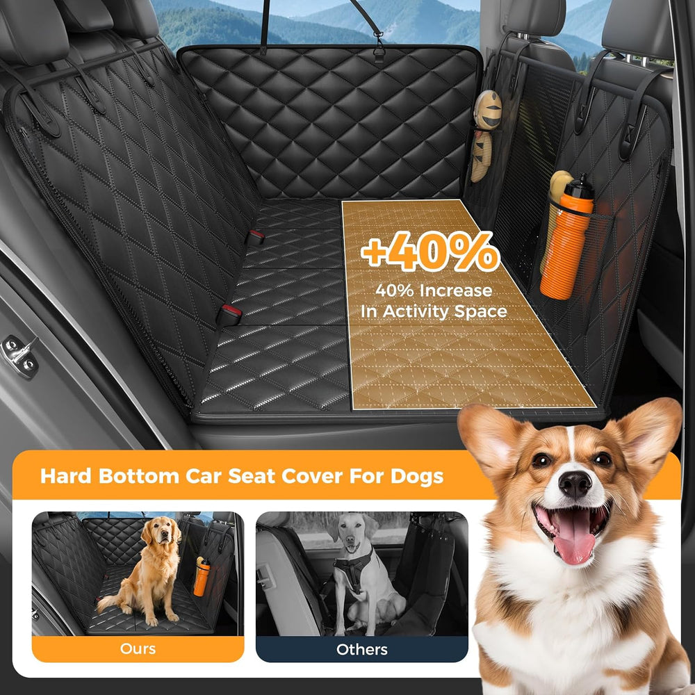Dog Car Seat Cover for Back Seat, Hard Bottom Back Seat Extender for Dog