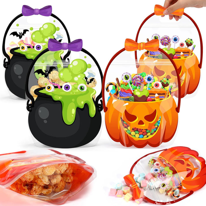 Fuutreo 50 Pcs Halloween Treat Bags with Handle, 50 Pcs, Bubble Gourd