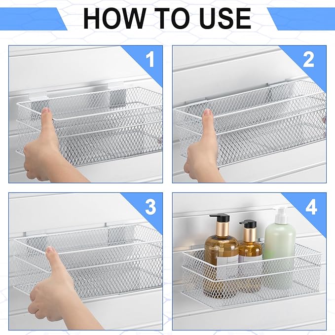 Barydat 4 Pcs Slatwall Basket Set Ventilated Metal Slatwall Basket Hanging Wire