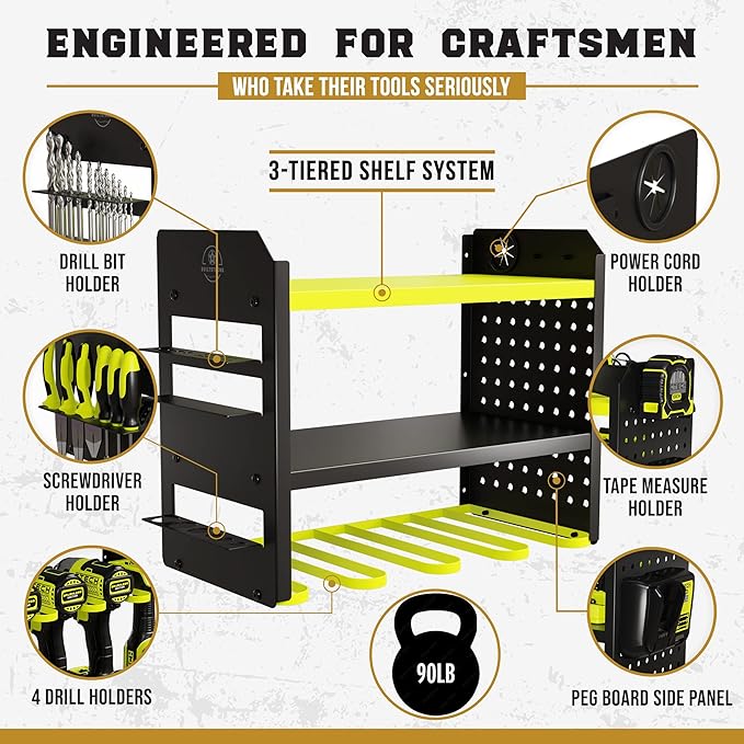 Heavy-Duty Metal Tool Storage Rack