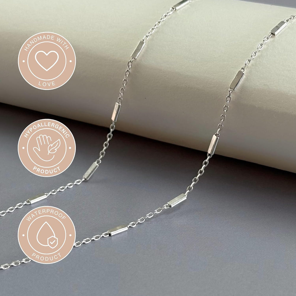 Annika Bella Silver Chain Choker Necklace, Silver Choker Necklaces, Length 13...