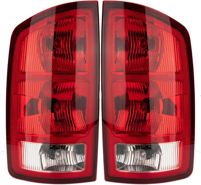 Tail Light Assembly Compatible with 2002-2006 Dodge Ram 1500 2003-2006 Dodge Ram 2500 3500 Pickup Driver and Passenger Side Taillights Rear Brake Lamps with Bulb Inside and Wiring Harness