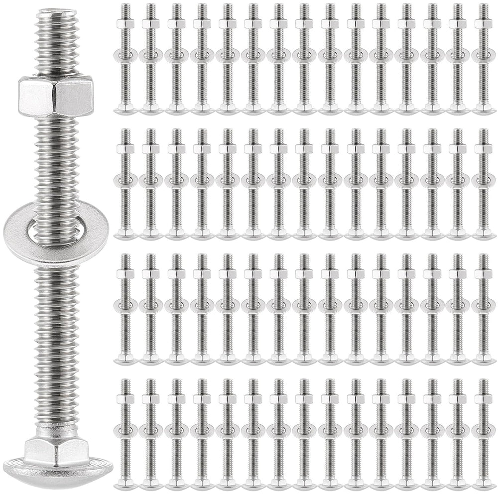 Zonon 100 Sets 5/16-18 x 2-1/2" Carriage Bolts and Nuts Kit,Silver