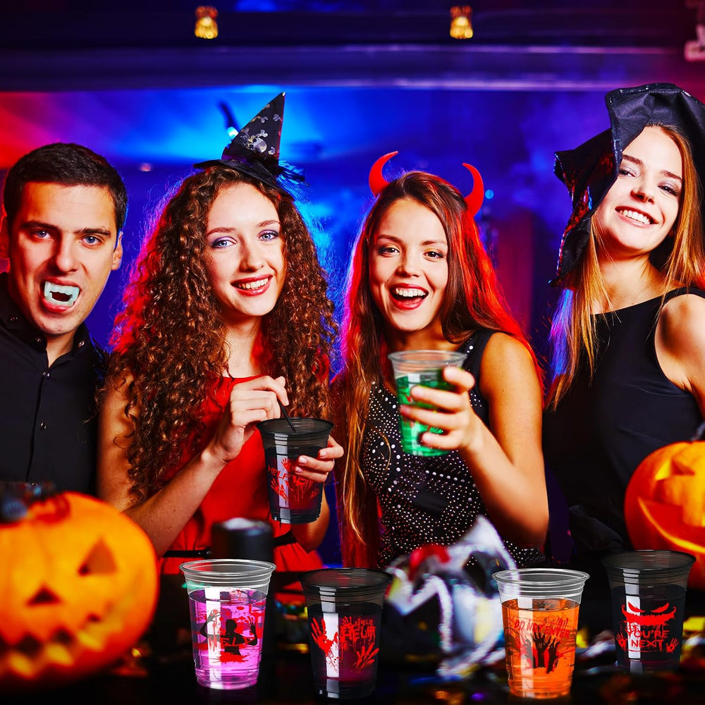 Sliner 120 Pack Halloween Cups 16 oz Bloody Hand Print Plastic Cups