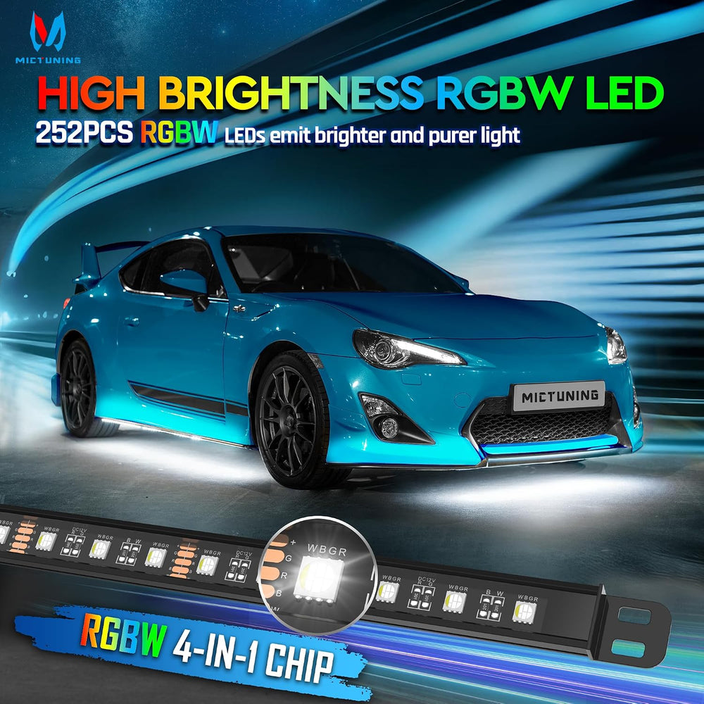 MICTUNING N8 Aluminum RGBW Car Underglow Light Kit with APP & Remote Cont...
