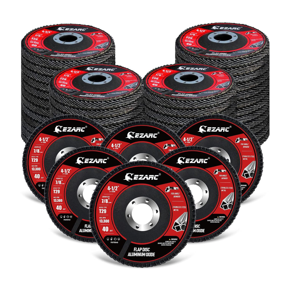 EZARC Aluminum Oxide Flap Discs 40 Grit, 4-1/2 x 7/8-Inch, Type 29, 50-Pack