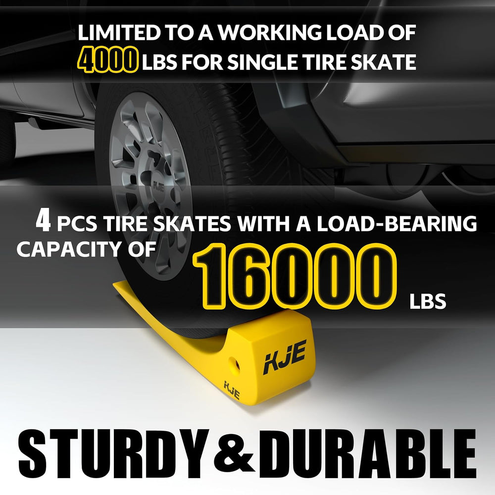KJE 4 Pack Tire Skates, 3.2'' Width, Towing Skates 16000 lb Working L...