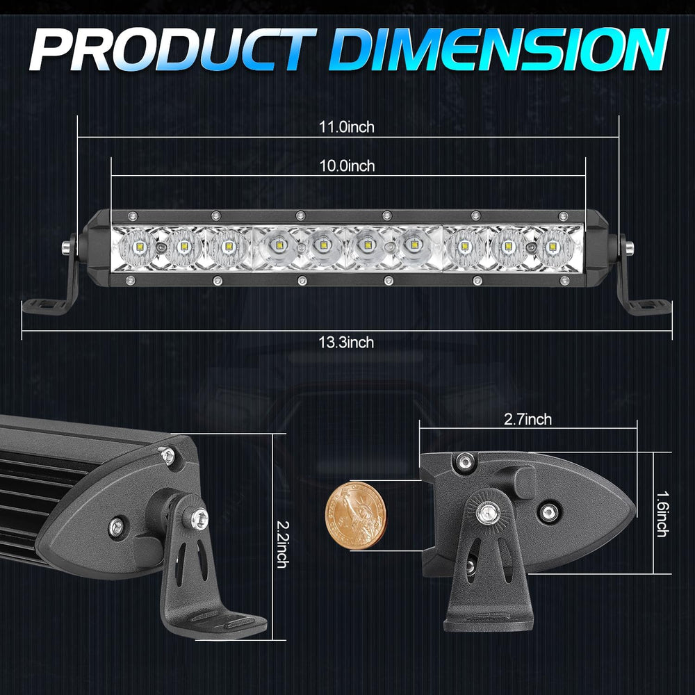 10 Inch Light Bar, Niwaker 50W Single Row LED Light Bar Spot Flood Combo Driv...