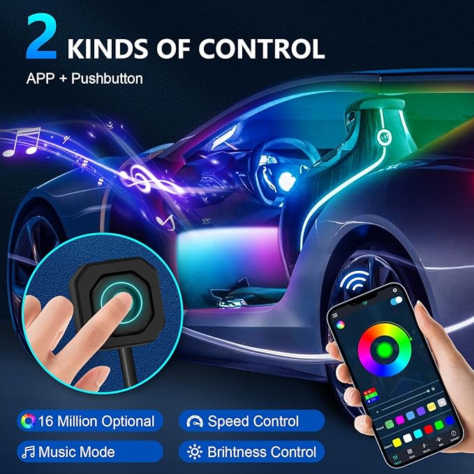 WEBUPAR Acrylic Interior Car Lights, Car Accessories 14 in 1 Car LED Strip