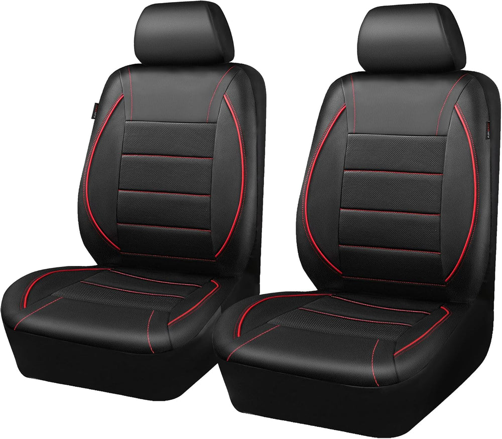 CAR PASS Universal FIT Piping Leather Two Front Seat Covers, Waterproof Faux ...