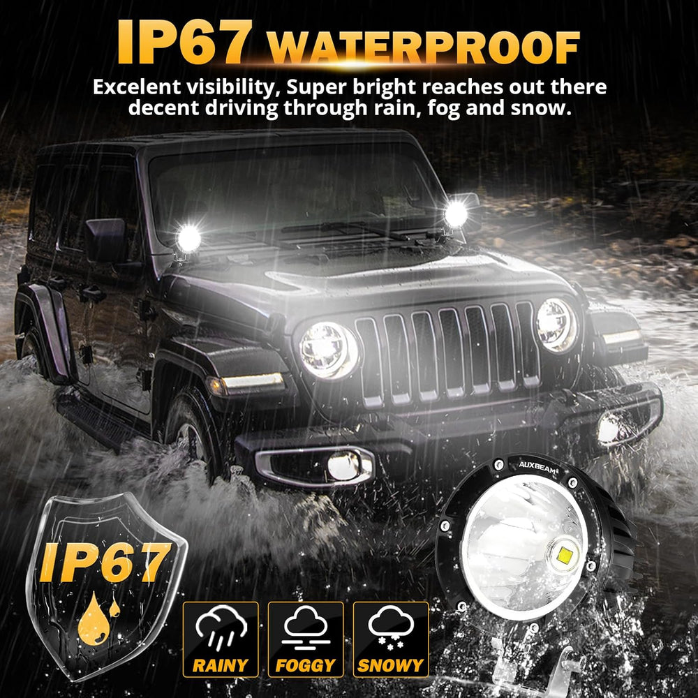 Auxbeam C4 Series 4In Round 72W LED Pods Spot Pod Lights Offroad Fog Light