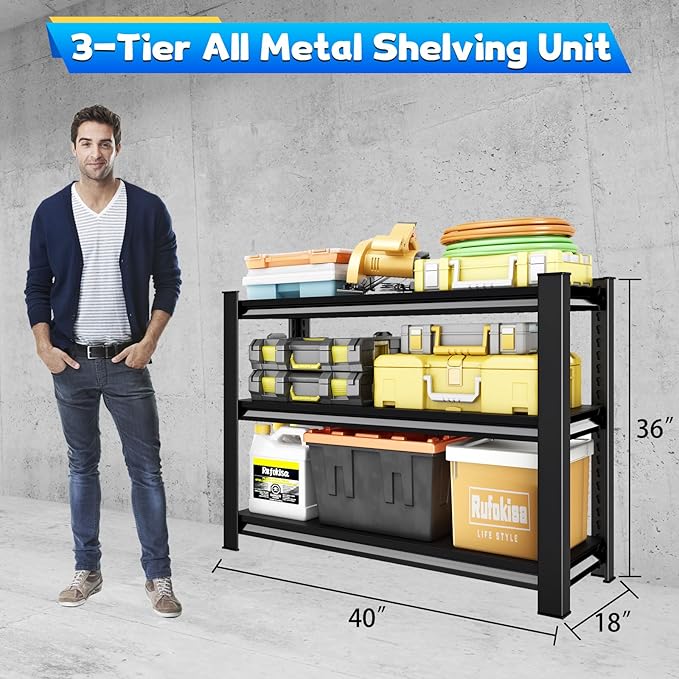 40" W Garage Shelving Heavy Duty，1500LBS Loads Adjustable Garage Storage...