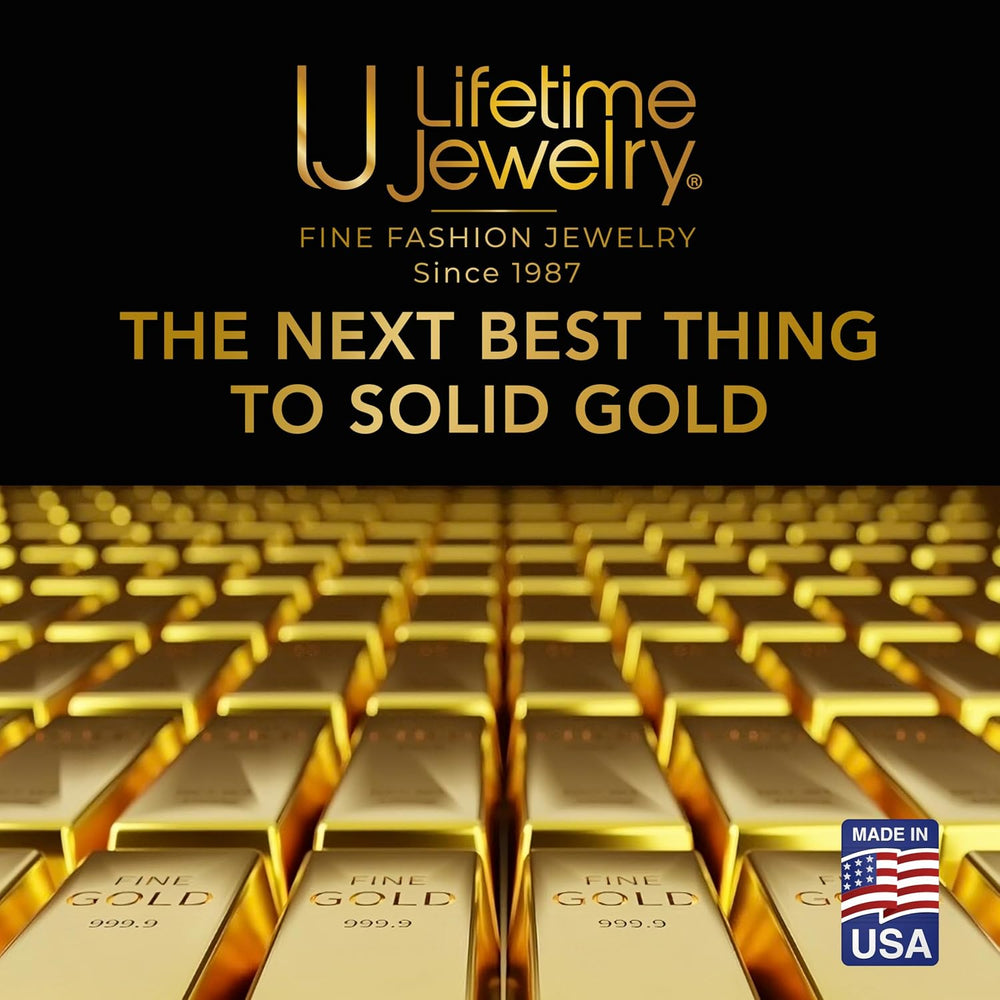 LIFETIME JEWELRY 7mm Gold Rope Chain for Men Women - Diamond Cut 24k Real Gol...