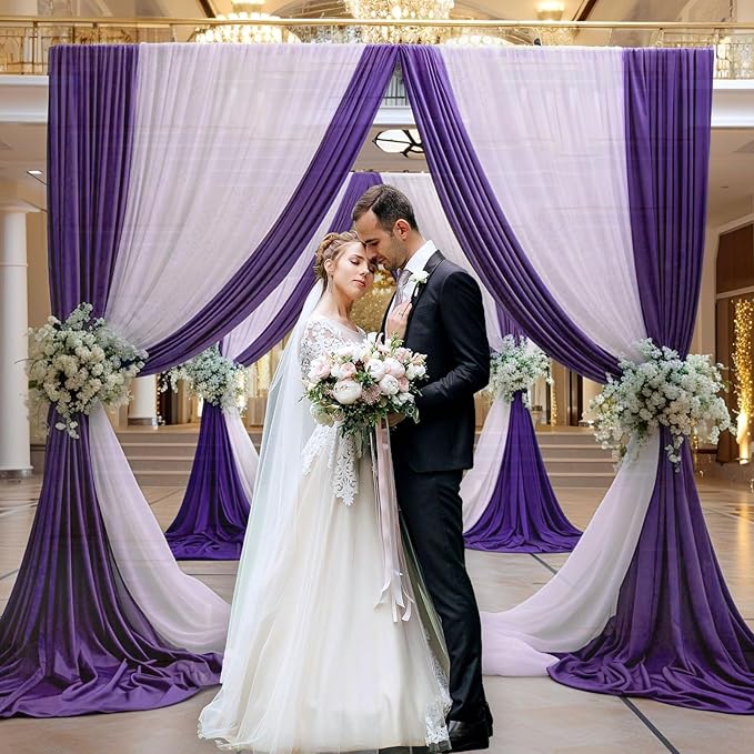 10 x 10 Feet Purple Backdrop Curtain for Partie, Background Curtains for Phot...