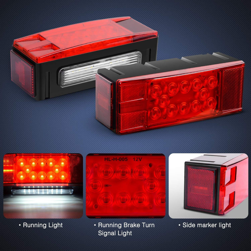 Nilight 2PCS Rectangular Submersible LED Trailer Light Kit,IP68 Waterproof