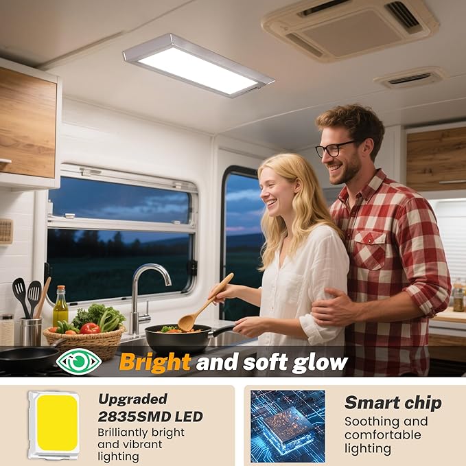 8 Pack RV Lights Interior, 3 Color RV LED Super Bright Fixture, 12V RV Ceiling