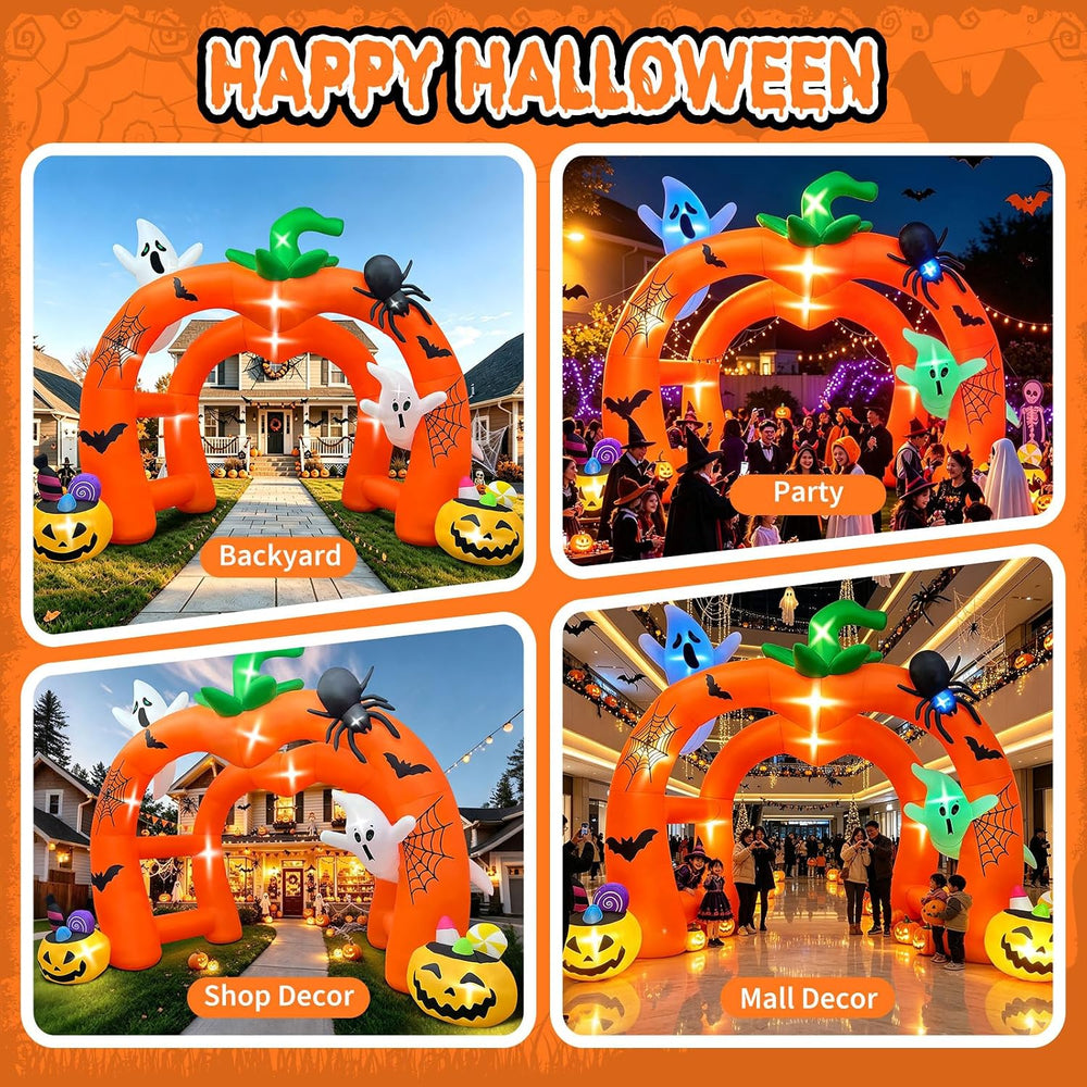 Kalolary 12FT Halloween Inflatable Archway,Giant Pumpkin Inflatable Tunnel