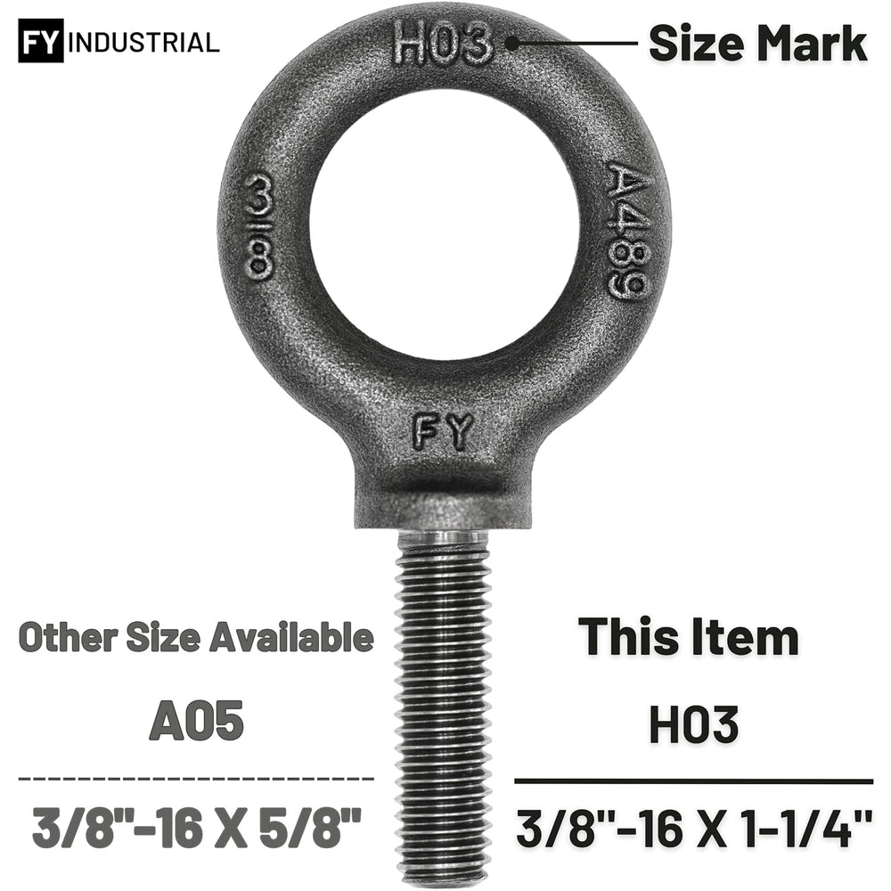 Case of 60 Pcs Lifting Shoulder Eye Bolts 3/8"-16 X 1-1/4"