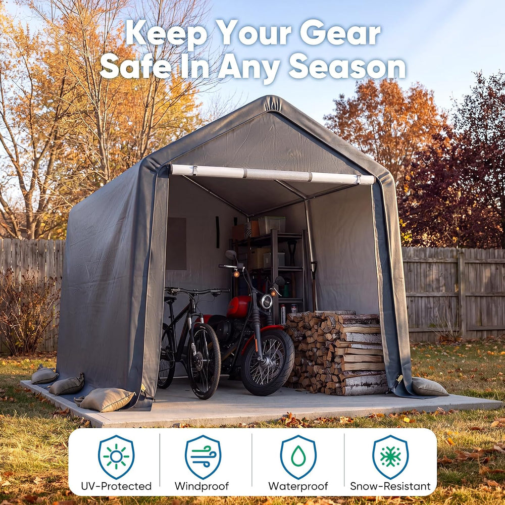 Quictent Heavy Duty 8x14FT Carport Storage Shelter with Roll-Up Door&Vents