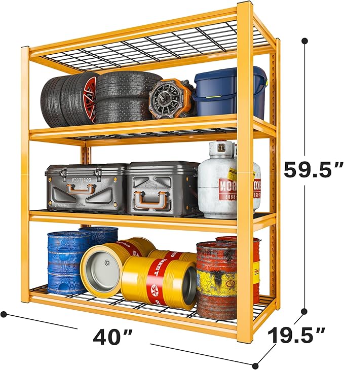 REIBII 40" W Garage Shelving 2240 LBS Storage Shelves Heavy Duty Metal S...