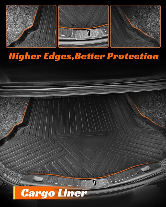 for 2016-2013 Ford Fusion Floor Mats Cargo Liner S SE Titanium Rubber Trunk
