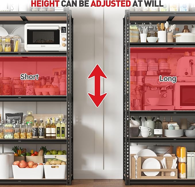 REIBII 2020LBS Storage Shelves 5 Tier Garage Shelving Heavy Duty, Adjustable