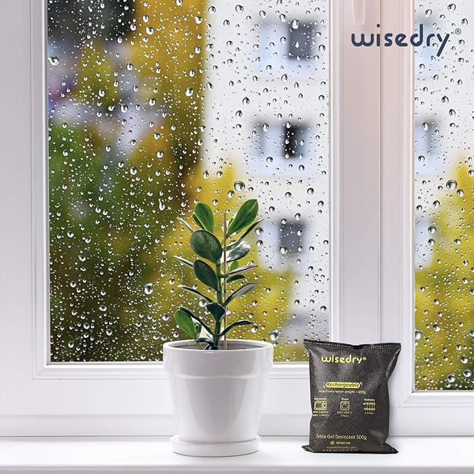 wisedry 4 x 500 Grams Rechargeable Silica Gel Car Dehumidifier, Microwave Fast