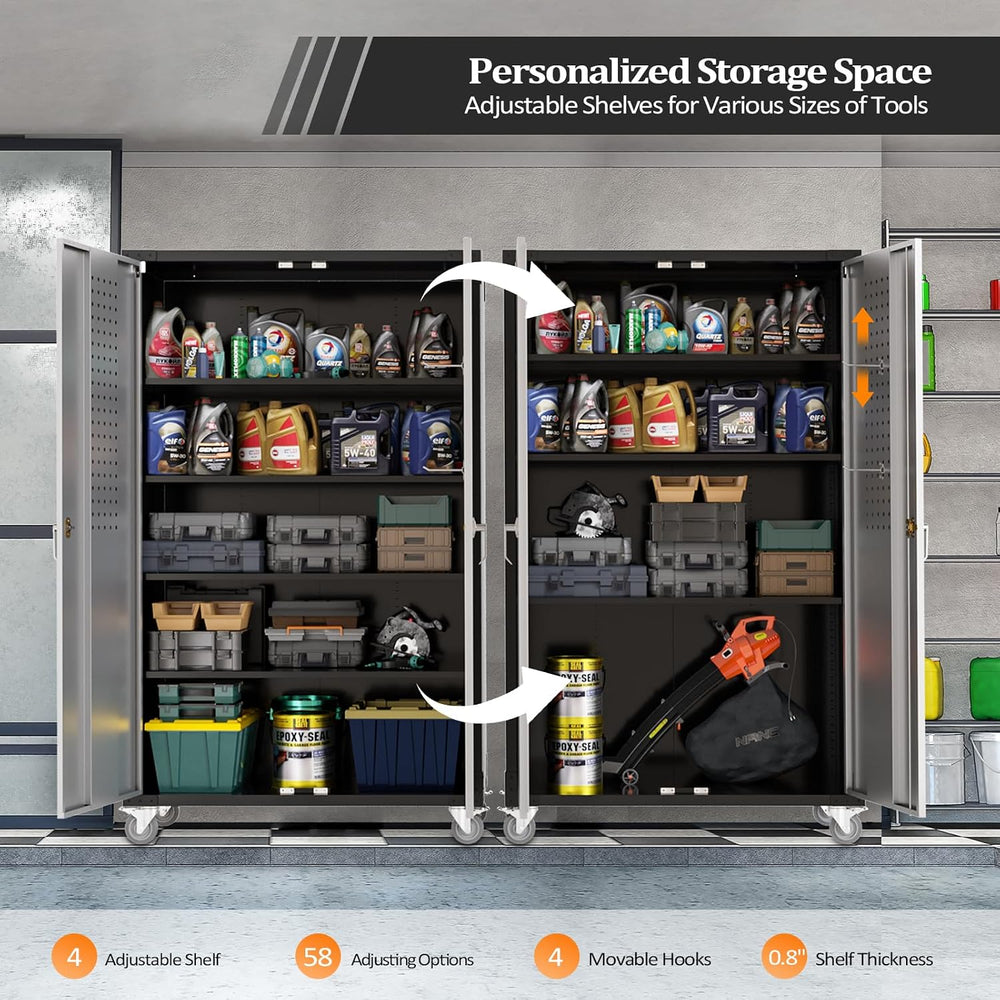 VINGLI Upgraded Wide & Deep Garage Storage Cabinet, Metal Storage Cabinet...
