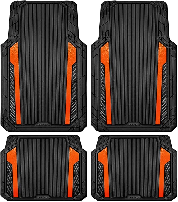 CAR PASS Heavy Duty Rubber Car Mats Metallic, Aluminum Film All Weather Floor...