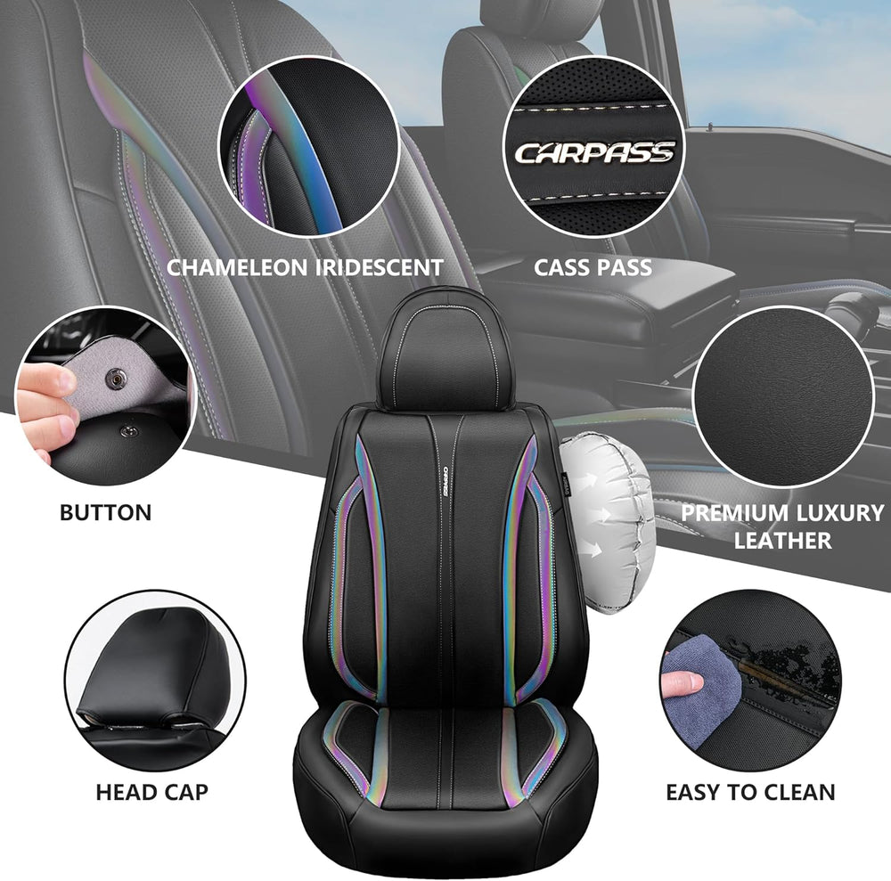 CAR PASS Nappa Leather Car Seat Covers, Durable Waterproof Luxury Universal f...