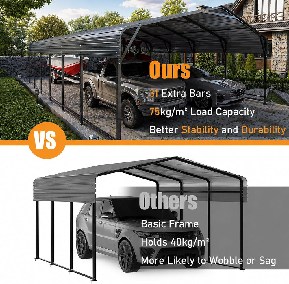 MNLR 20x30 FT Metal Carport Heavy Duty with Galvanized Steel
