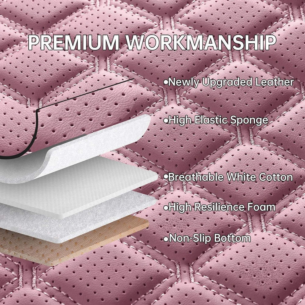 Pink Car Seat Covers Full Set,5 Seat Leather Seat Covers for Cars