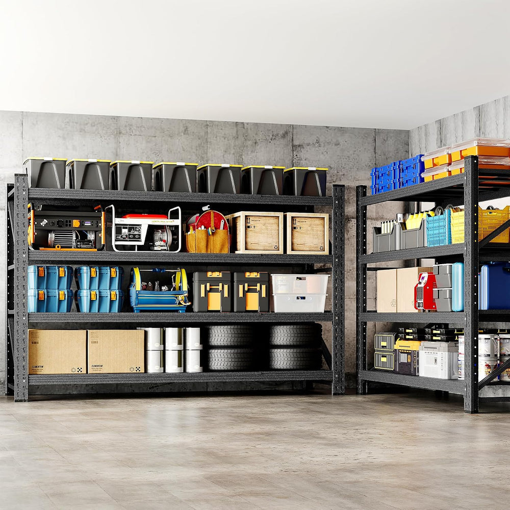 BYNSOE Heavy Duty Shelving Unit 71''W, Garage Shelving Rack 4 Tier Ad...
