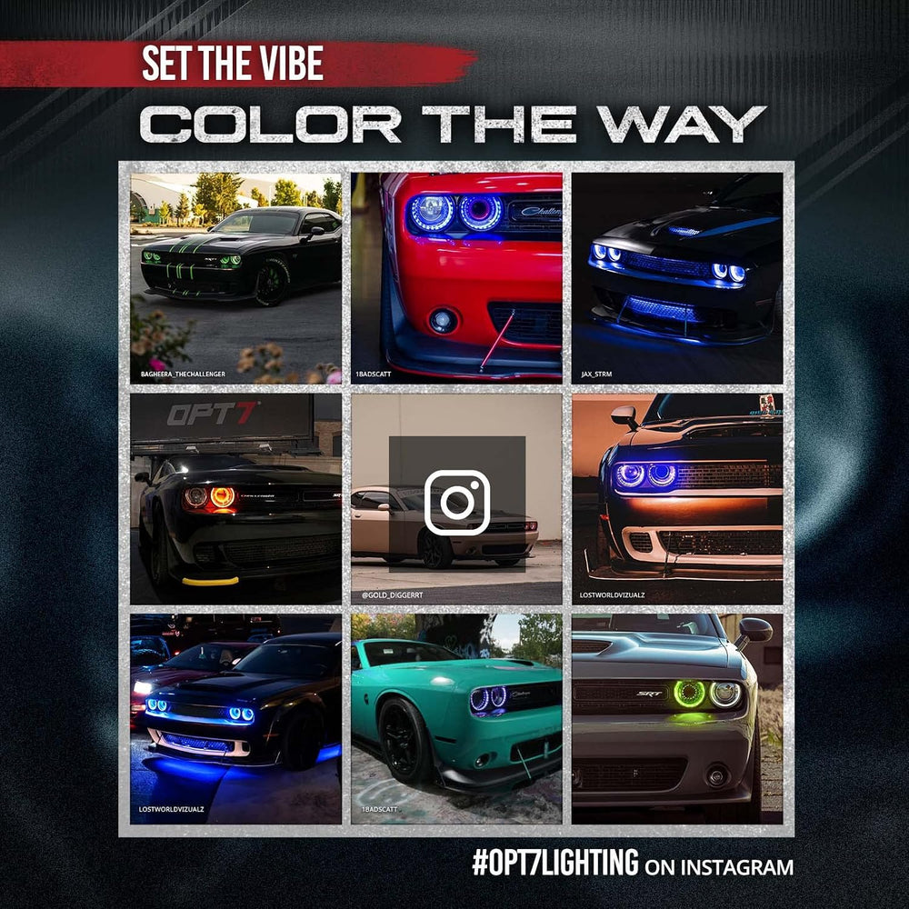 OPT7 Aura Halo Accent Lights for 2008-2023 Dodge Challenger with Remote Contr...
