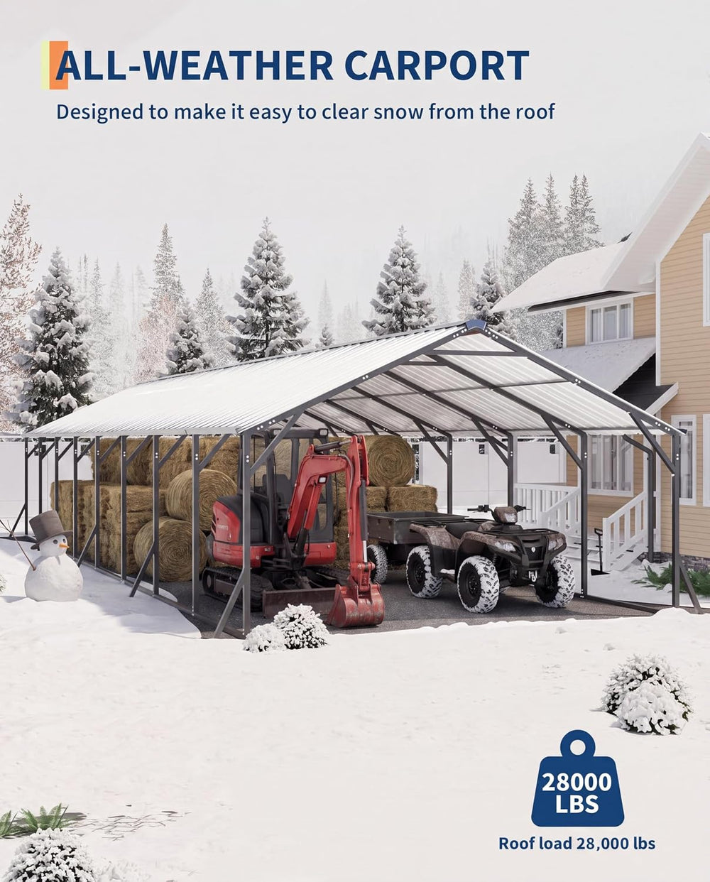 GarveeLife 20'x40'x12' Metal Carport Car Ports for Multiple Vehicles